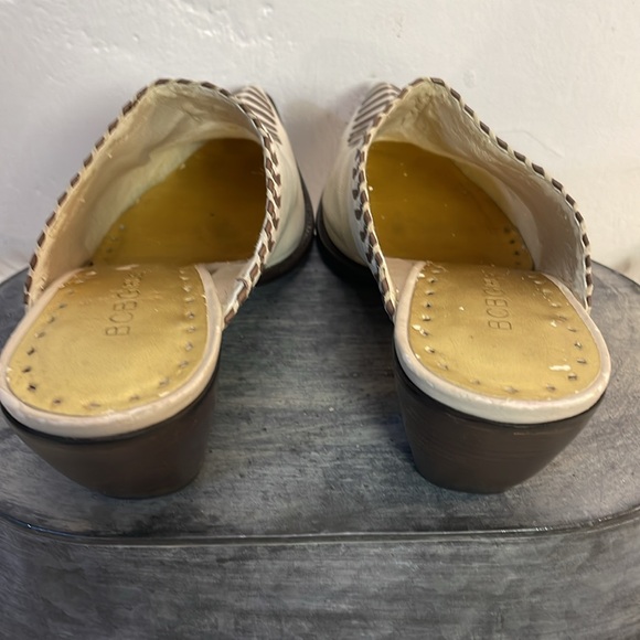 #1171 BCBGirls Off White and Brown Mules w/ Stitched Leather Design-7 - Picture 9 of 12